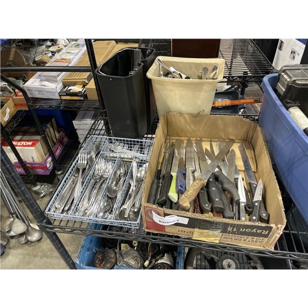 LARGE LOT OF ASSORTED CUTLERY, KNIVES ETC