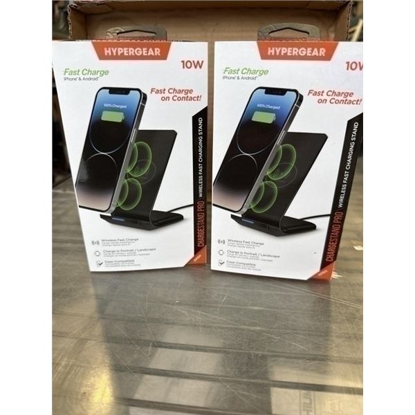 2 NEW HYPERGEAR FAST CHARGE WIRELESS CHARGERS, WORKS IN PORTRAIT OR LANDSCAPE, CASE COMPATIBLE, INCL