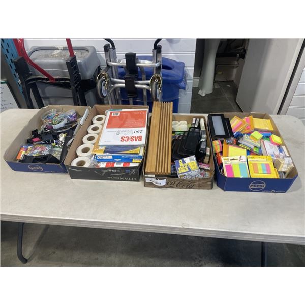 4 TRAYS OF OFFICE SUPPLIES