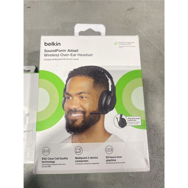 BELKIN SOUNDFORM ADAPT WIRELSS OVER EAR HEADET AND BELKIN BOOSTCHARGE WALL CHARGER WITH PPS