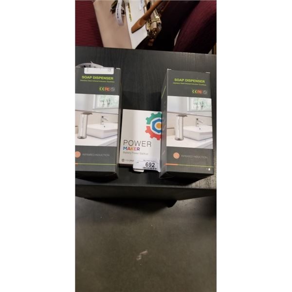 2 NEW INFARED SOAP DISPENSER AND IPHONE CHARGER AND IPAD