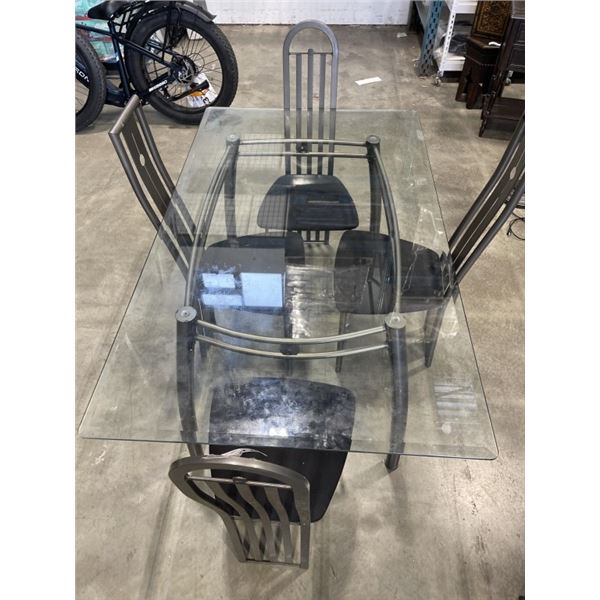 GLASS TOP DINETTE TABLE AND 4 CHAIRS
