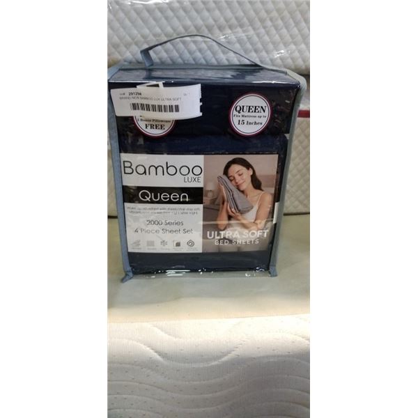 BRAND NEW NAVY BAMBOO LUX ULTRA SOFT QUEENSIZE SHEET SET - COOLING AND HEALTHCARE APPROVED - EXTRA D