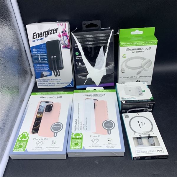 ENERGIZER SMARTPHONE CHARGER WITH ENERGIZER POWER BANK AND IPHONE CASES RETAIL $150