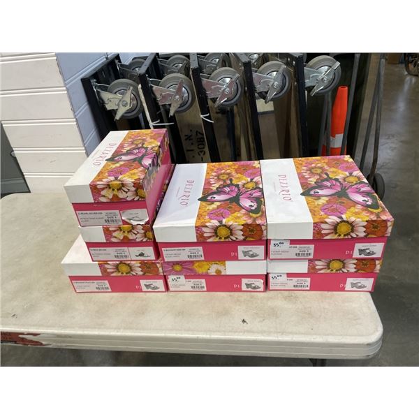 LOT OF 7 NEW PAIRS OF FLIP FLOPS AND OTHER SHOES