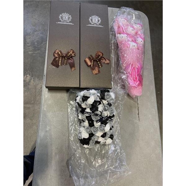 4 NEW FLORAL AND BEAR BOUQUETS