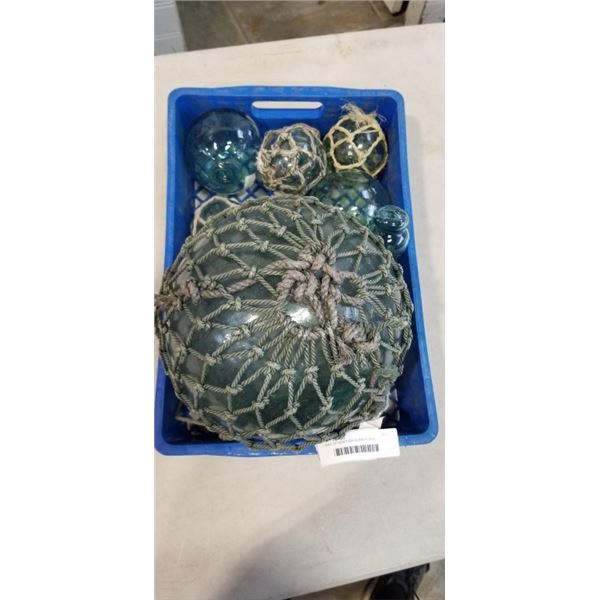 TRAY OF NEW FISH GLASS FLOATS