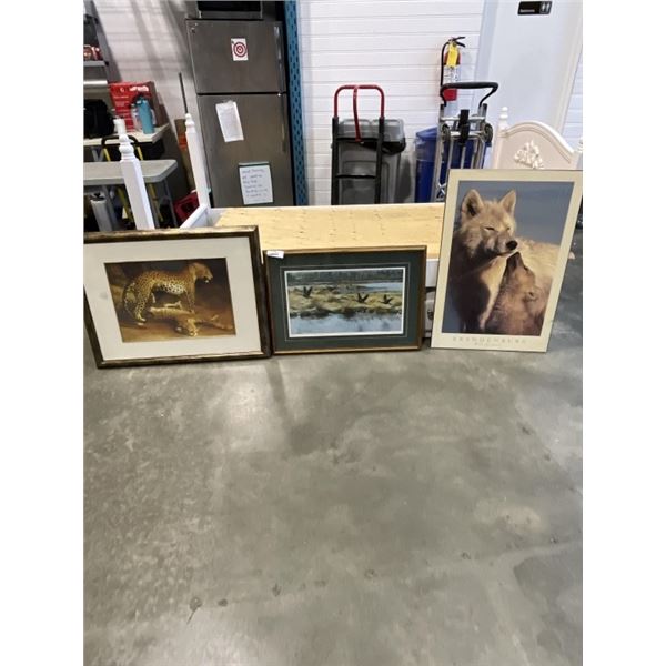 3 ANIMAL FRAMED PRINTS - 1 SIGNED AND NUMBERED