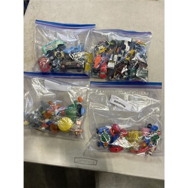 4 BAGS OF COLLECTIBLE TOYS AND CARS