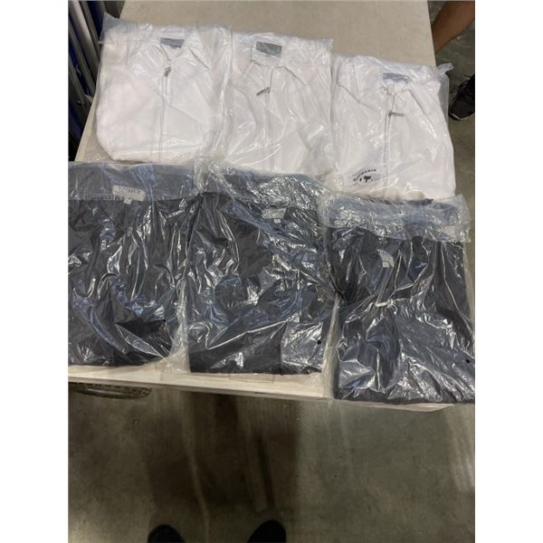 6 NEW WHITE AND BLACK LONG SLEEVE SHIRTS - SIZE LARGE