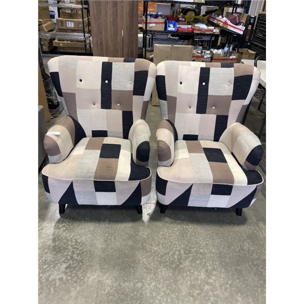 2 WING BACK ACCENT CHAIRS