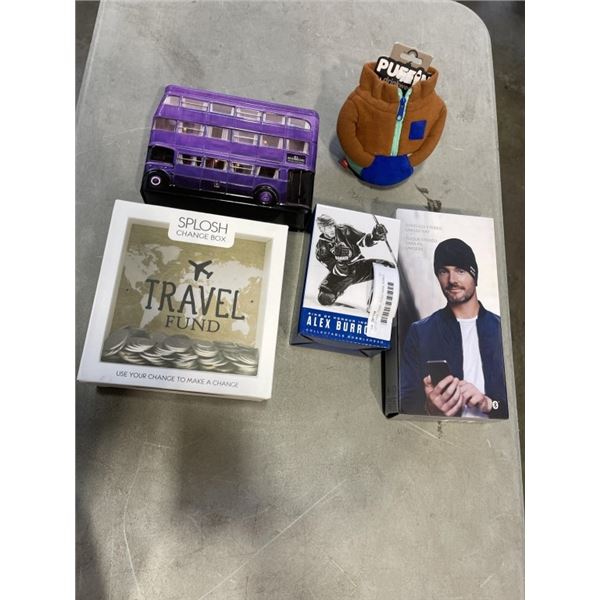 LOT OF NEW ITEMS - PIGGY BANK, BOBBLE HEAD, ETC