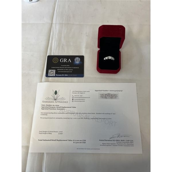 3.60 CT TW GRA CERTIFIED ROUND BRILLIANT CUT MOISSANITE STONES VVS D COLOR WITH THE 5 MOISSANITE STO