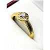 Image 1 : GOLD PLATED STERLING SILVER NATURAL DIAMOND (0.01CT) RING, SIZE 8, W/A $300.00.