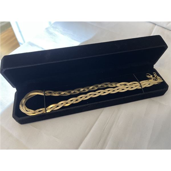 NEW 14K GOLD PLATED 8.0MM TWISTED SERPENTINE NECKLACE, ADJUSTABLE 17.5-18.5" LONG