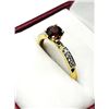 Image 2 : GOLD PLATED STERLING SILVER NATURAL GARNET (0.50CT) AND CZ RING, SIZE 6.5, W/A $650.00. GARNET IS TH