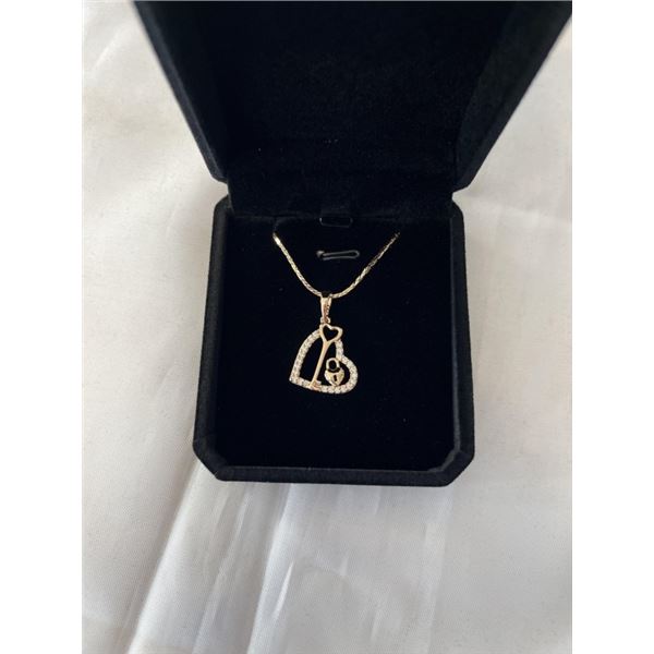NEW 18K GOLD PLATED 27.0MM SIMULATED DIAMOND (CZ) KEY TO MY HEART NECKLACE, CHAIN 19" LONG