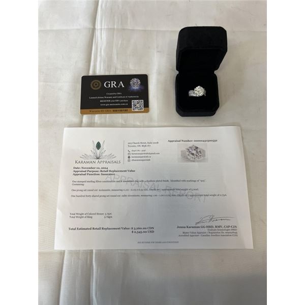 5.00 CT GRA CERTIFIED ROUND BRILLIANT CUT MOISSANITE STONE VVS D COLOR SET WITH 140 ROUND BRILLIANT 