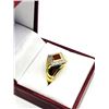 Image 3 : GOLD PLATED STERLING SILVER NATURAL CARNELIAN (0.99CT) WITH DIAMOND (0.09CT) RING, SIZE 9, W/A $1250