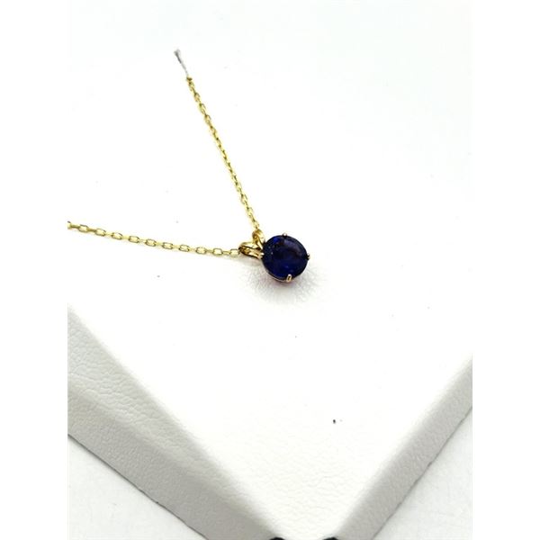10KT YELLOW GOLD NATURAL AMETHYST (0.96CT) PENDANT WITH GOLD PLATED STERLING SILVER CHAIN, RETAIL $5