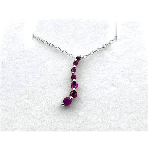 10KT WHITE GOLD NATURAL ENHANCED RUBY PENDANT WITH STERLING SILVER CHAIN , RETAIL $650.00.