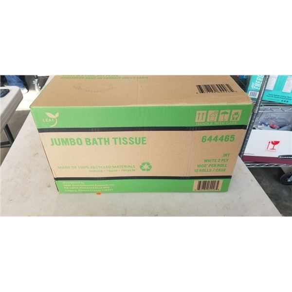 CASE OF JUMBO BATH TISSUE, WHITE 2 PLY, 1000FT ROLLS, 12 ROLLS PER CASE