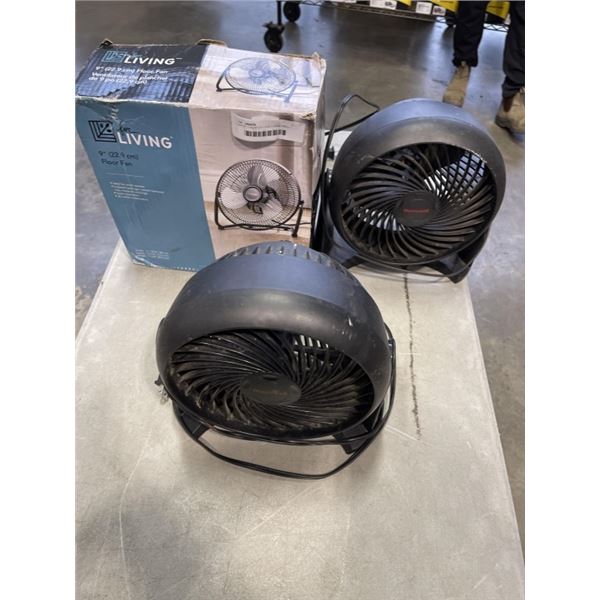 LOT OF 3 DESKTOP FANS 2 HONEYWELL 1 FOR LIVING