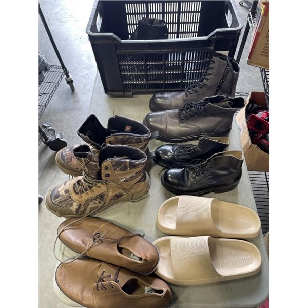 ASSORTED MENS AND WOMENS SHOES AND BOOTS, MOSTLY NEW