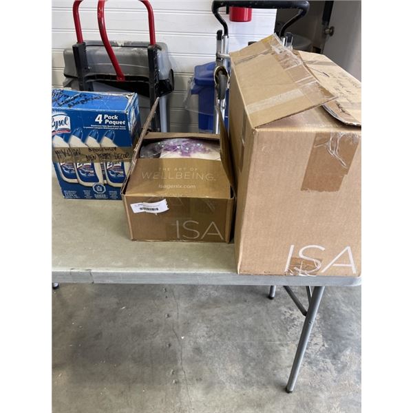 3 BOXES OF CRAFT SUPPLIES, LANTERNS, PAPER, ETC