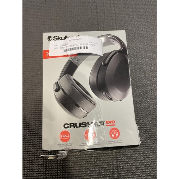 SKULLCANDY CRUSHER EVO OVER EAR SOUND ISOLATING WIRELESS HEADPHONES W/ MIC - TESTED WORKING, RETAIL 