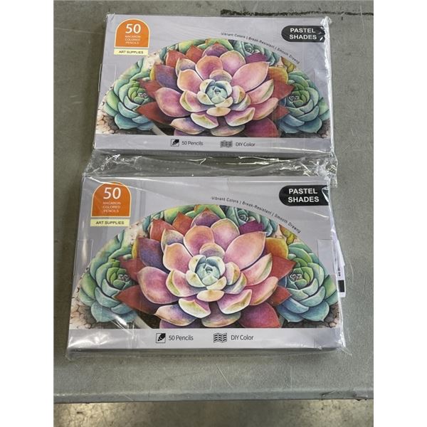 2 NEW 50PC MACARON COLORED PENCIL PASTEL SHADE SETS