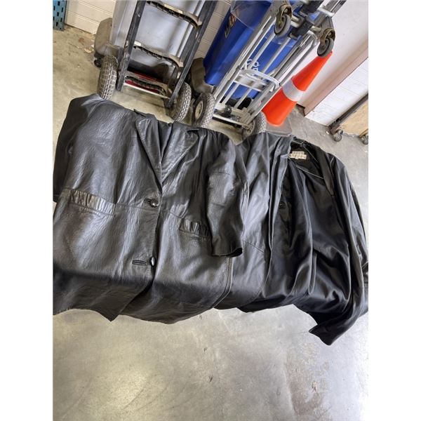 2 LONG GENUINE LEATHER JACKETS - SIZE LARGE AND XXL