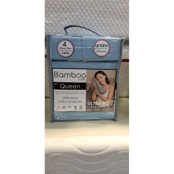 BRAND NEW BABY BLUE BAMBOO LUX ULTRA SOFT QUEENSIZE SHEET SET - COOLING AND HEALTHCARE APPROVED - EX