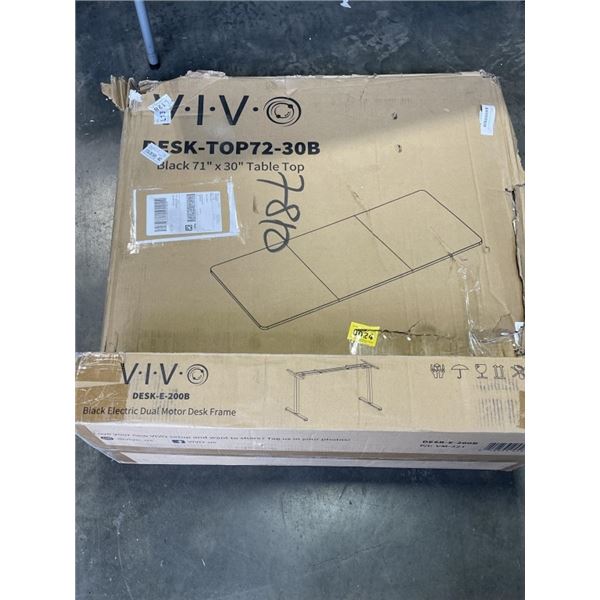 NEW VIVO BLACK 70" X30" TABLE TOP AND VIVO BLACK ELECTRIC DUAL MOTOR DESK FRAME