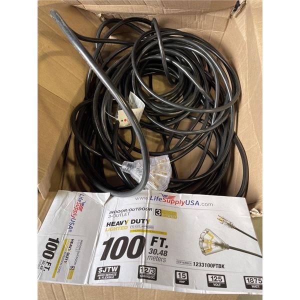INDOOR\OUTDOOR 3-OUTLET HEAVY DUTY 100FT 12AWG 15AMP 125VOLTS BLACK EXTENTION CORD