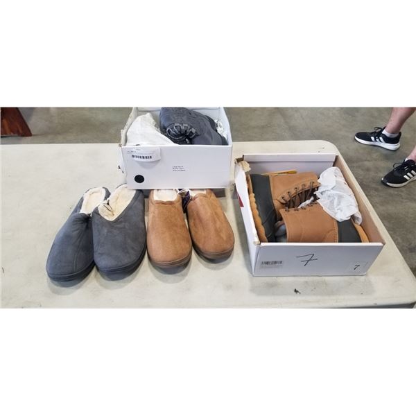 3 NEW PAIRS OF WOMENS SIZE 7 BOOTS AND SLIPPERS