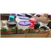 Image 1 : 4 TRAYS OF  HOUSEHOLD ITEMS RUBBERMAID TOTES WINE GLASS AND COOKING UTENSILS