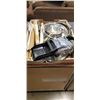 Image 2 : 4 TRAYS OF  HOUSEHOLD ITEMS RUBBERMAID TOTES WINE GLASS AND COOKING UTENSILS