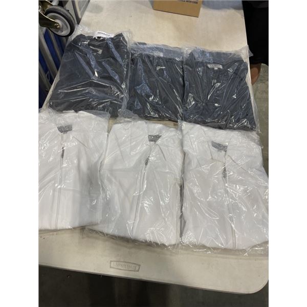 6 NEW WHITE AND BLACK LONG SLEEVE SHIRTS - SIZE LARGE