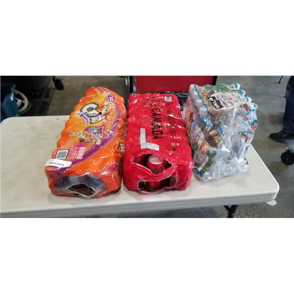 PARTIAL PACKS OF CRUSH, COCA COLA ZERO AND KIRKLAND WATER