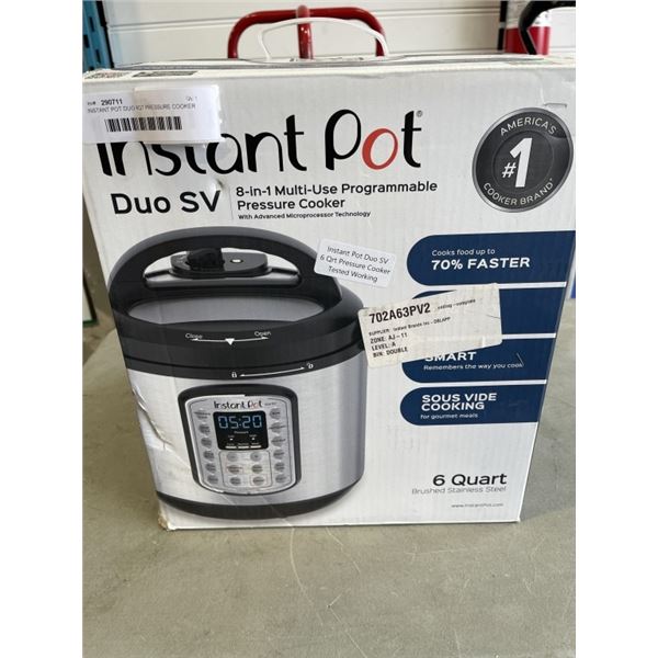 INSTANT POT DUO 6QT PRESSURE COOKER - TESTED WORKING