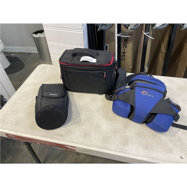 LOT OF 3 CAMERA BAGS ONE IS CANNON AND NIKON