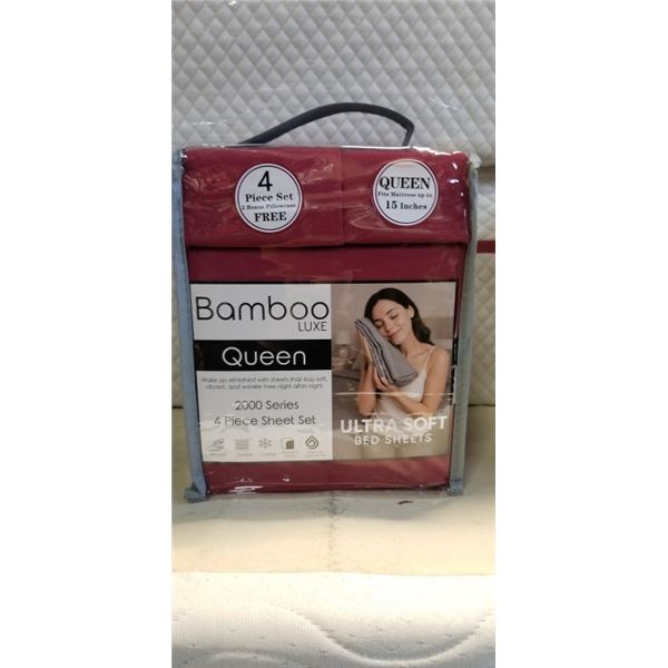 BRAND NEW BURGUNDY BAMBOO LUX ULTRA SOFT QUEENSIZE SHEET SET - COOLING AND HEALTHCARE APPROVED - EXT