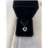 Image 1 : NEW PLATINUM PLATED 24.0MM SIMULATED DIAMOND (CZ) HEART CLUSTER NECKALCE, ADJUSTABLE CHAIN 16-18" LO
