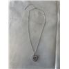Image 3 : NEW PLATINUM PLATED 24.0MM SIMULATED DIAMOND (CZ) HEART CLUSTER NECKALCE, ADJUSTABLE CHAIN 16-18" LO