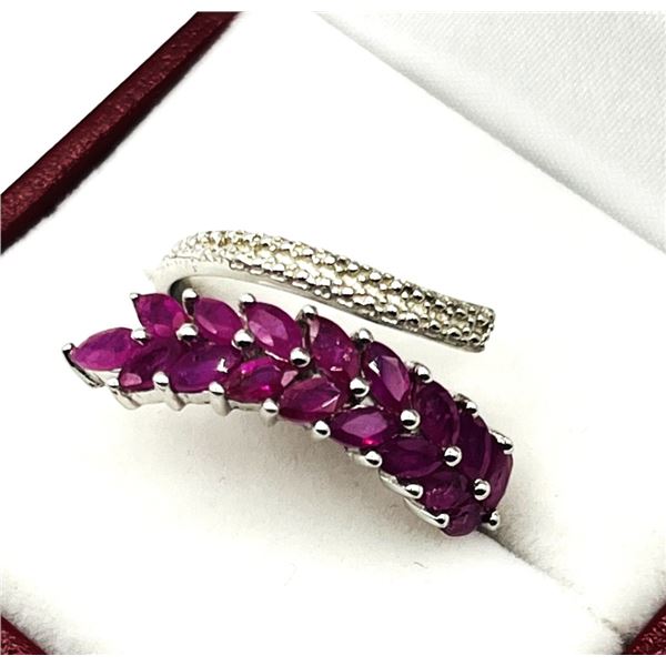 STERLING SILVER NATURAL ENHANCED RUBY (1.70CT) ADJUSTABLE RING, W/A $525.00. RUBY IS THE BIRTHSTONE 