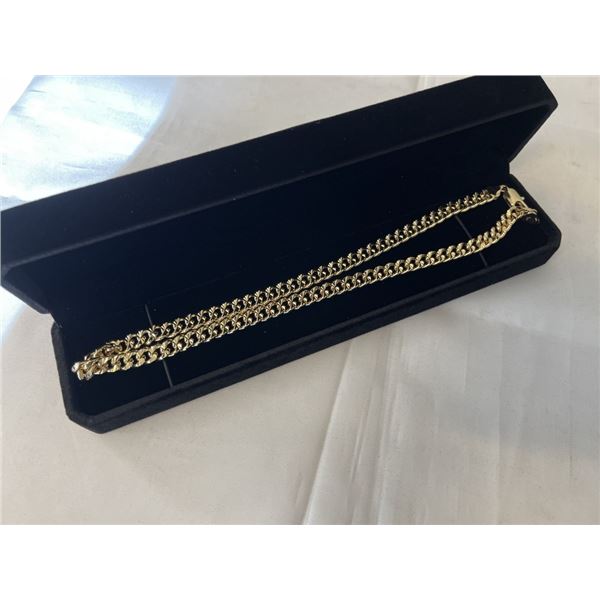 NEW 14K GOLD PLATED 7.5MM CUBAN LINK NECKLACE 18" LONG