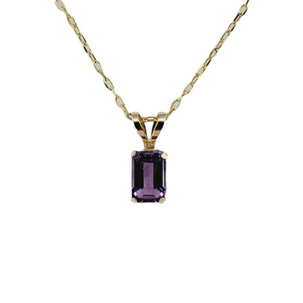 14KT YELLOW GOLD NATURAL AMETHYST PENDANT WITH GOLD PLATED STERLING SILVER CHAIN, RETAIL $400.00.