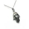Image 3 : STERLING SILVER NATURAL DIAMOND (0.11CT) HAMSA HAND WITH HEART PENDANT AND STERLING SILVER CHAIN, W/