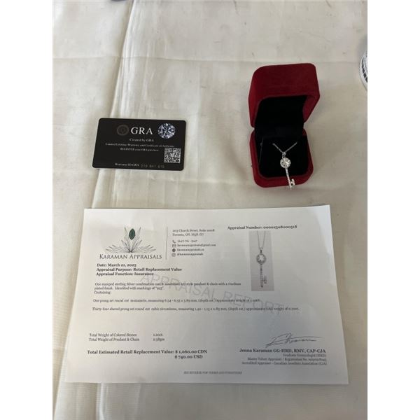 1.00 CT GRA CERTIFIED ROUND BRILLIANT CUT MOISSANITE STONE VVS D COLOR WITH 34 ROUND BRILLIANT CUT M